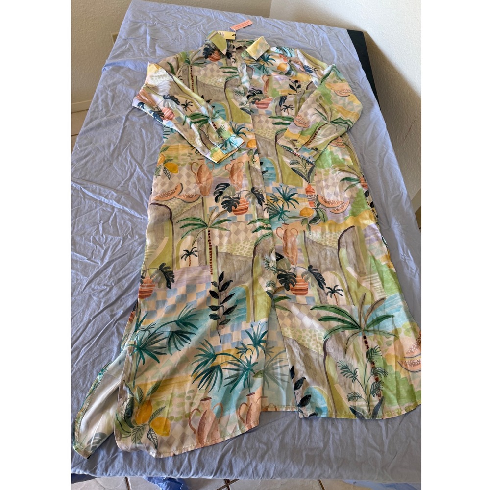 Dress Forum Hale House Silky Stroll in Venice Button Up Maxi Dress Large NWT - Picture 3 of 15